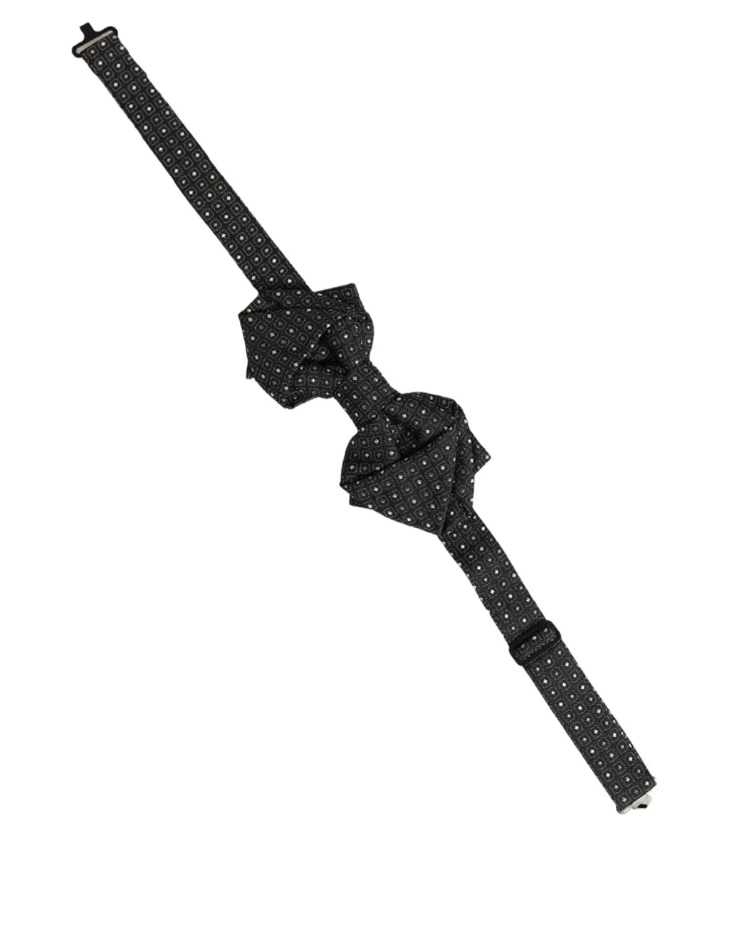 Dolce & Gabbana Men Black Polka Dot Silk Adjustable Neck Papillon Bow Tie