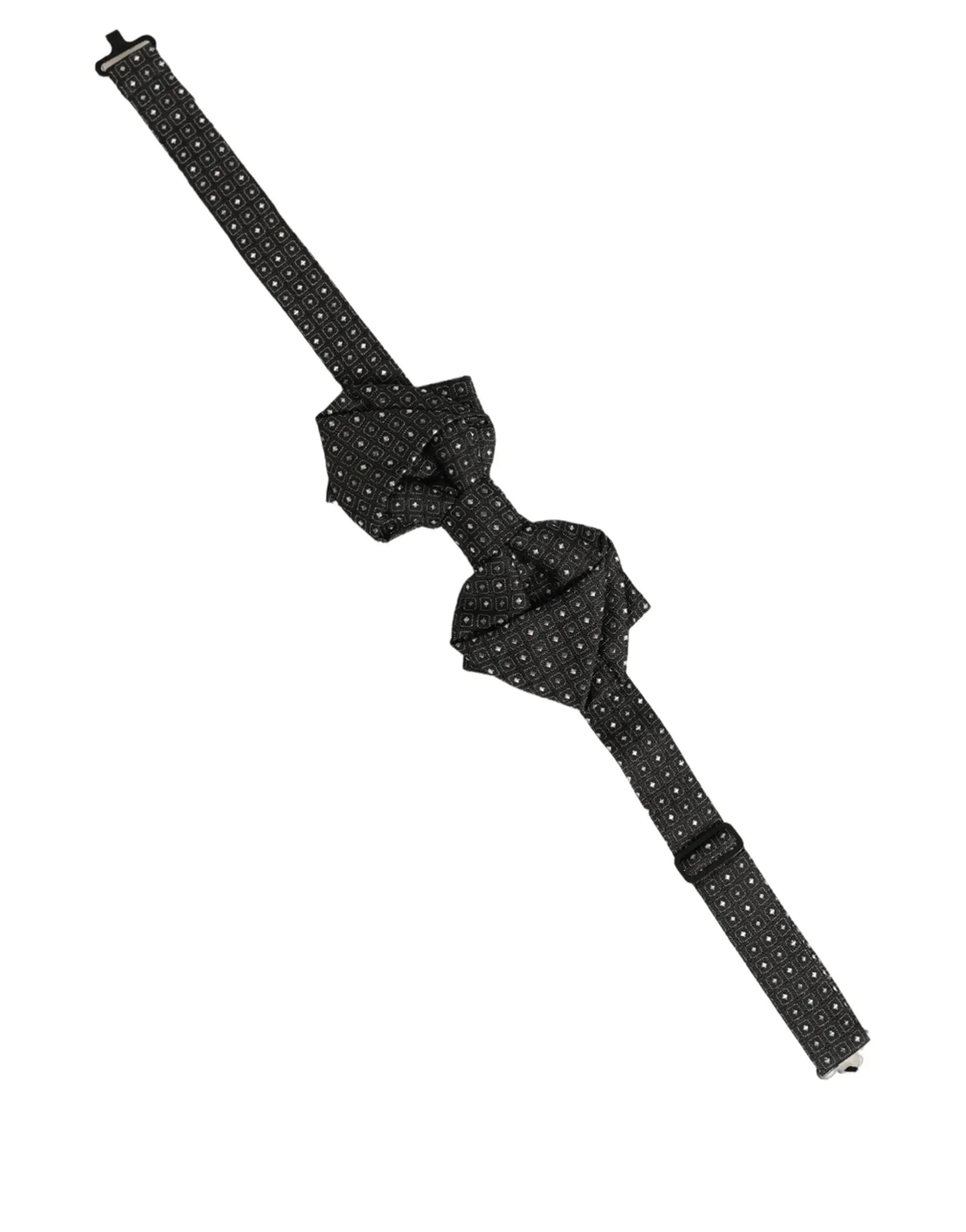 Nœud papillon papillon réglable Dolce & Gabbana en soie noire à pois pour homme