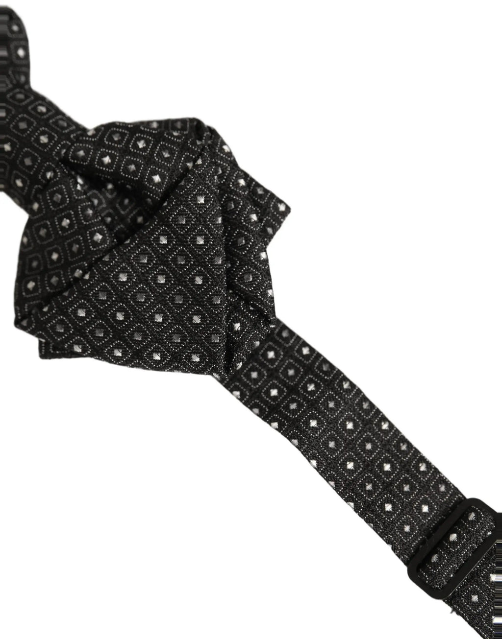 Dolce & Gabbana Men Black Polka Dot Silk Adjustable Neck Papillon Bow Tie