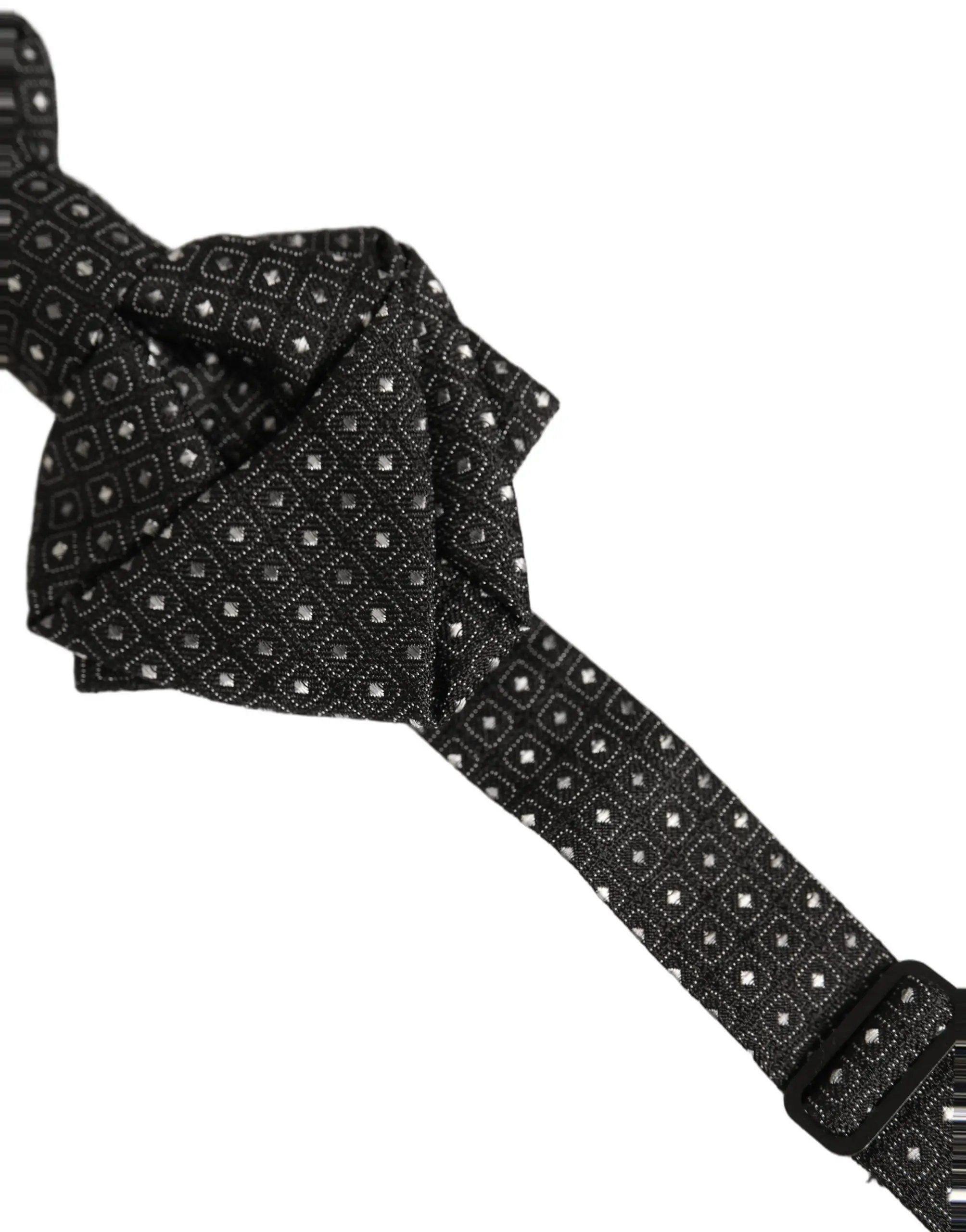 Nœud papillon papillon réglable Dolce & Gabbana en soie noire à pois pour homme