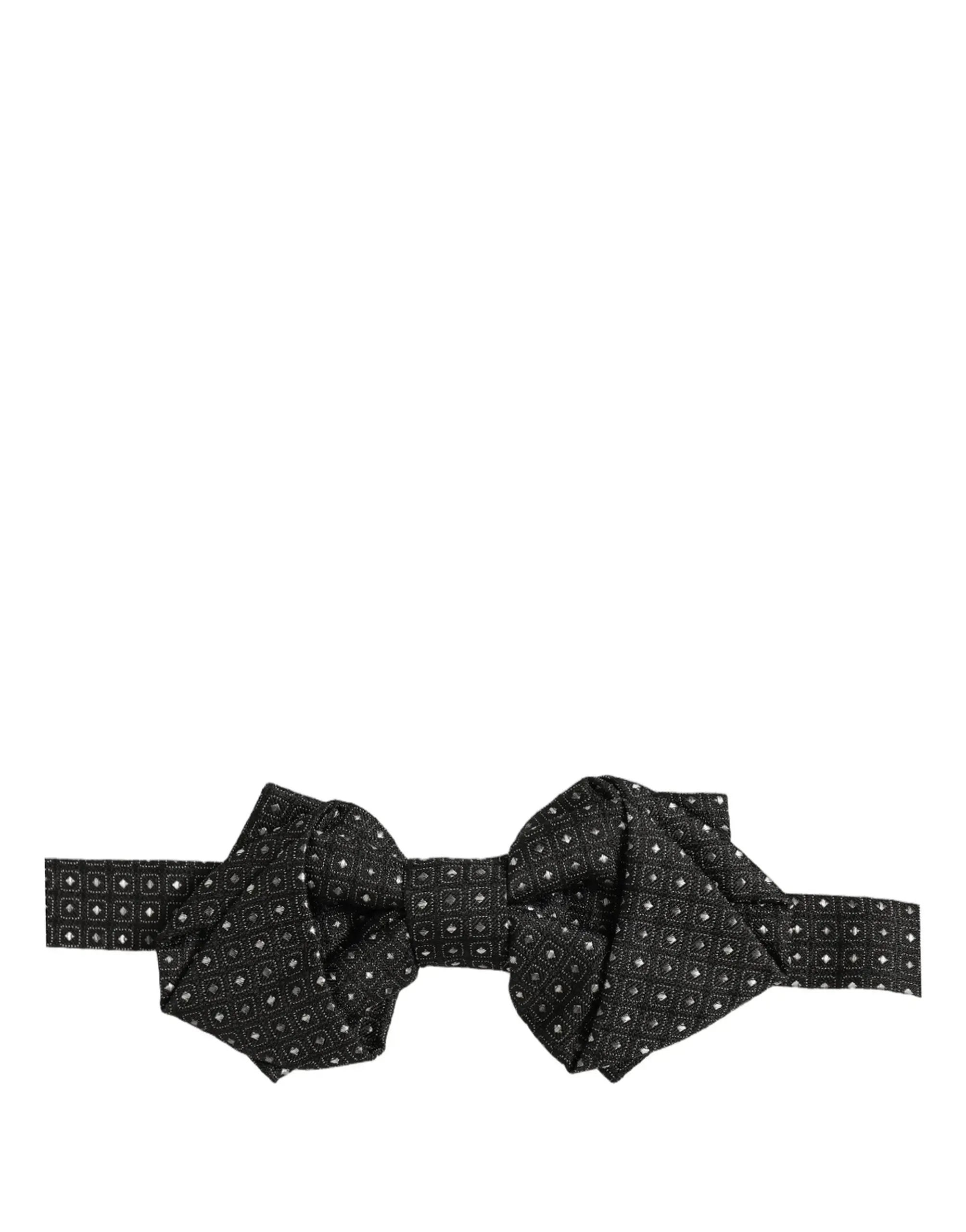 Nœud papillon papillon réglable Dolce & Gabbana en soie noire à pois pour homme