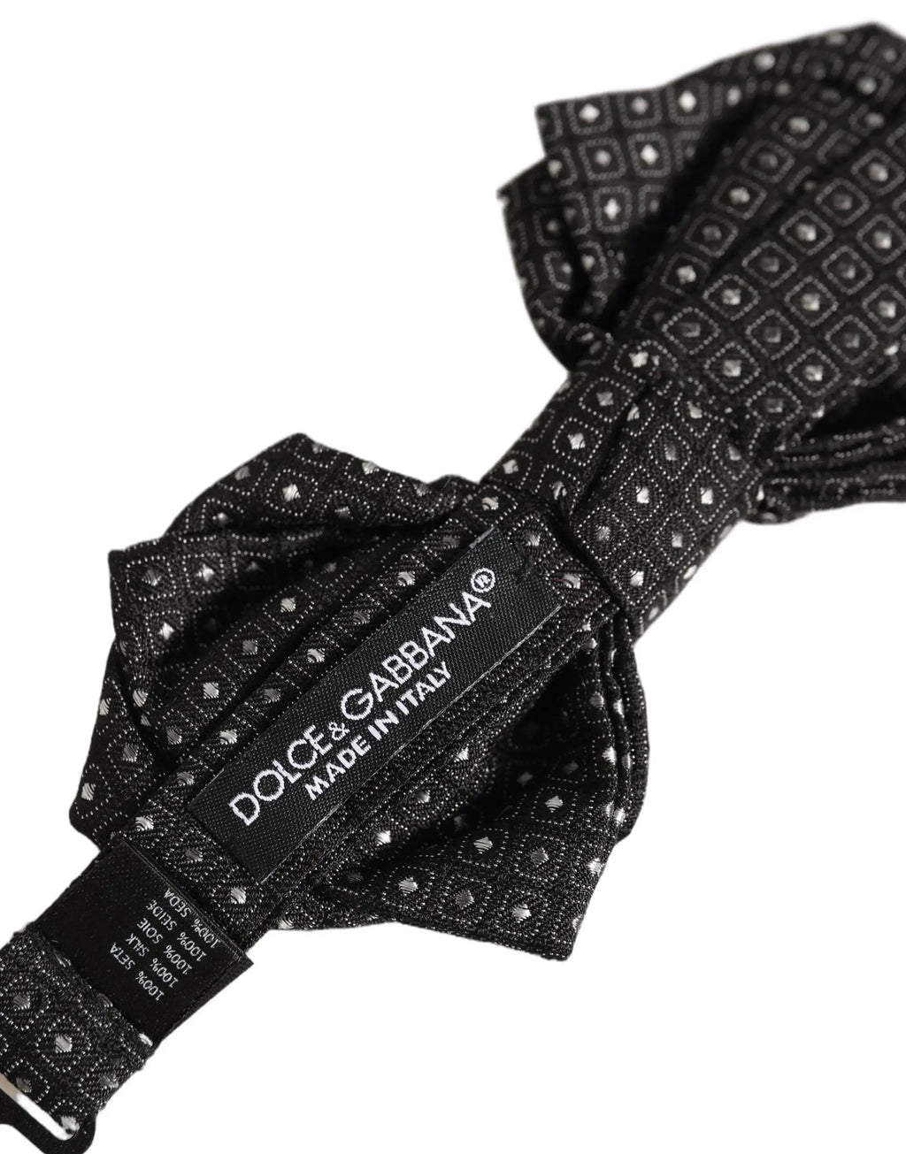 Dolce & Gabbana Men Black Polka Dot Silk Adjustable Neck Papillon Bow Tie