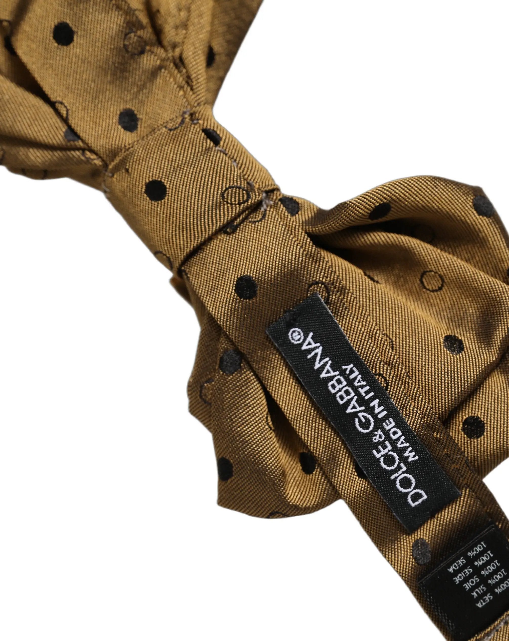Dolce & Gabbana Men Brown Polka Dot Silk Adjustable Neck Papillon Bow Tie