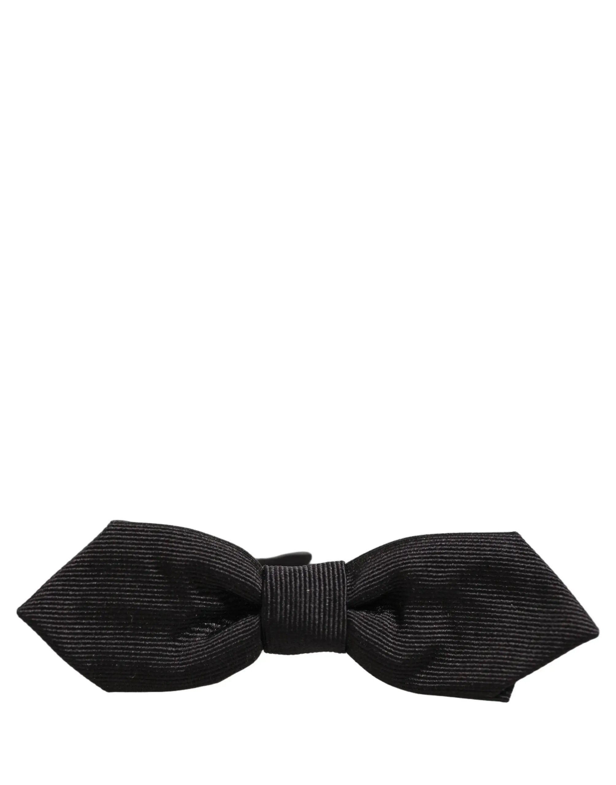 Dolce & Gabbana Men Black 100% Silk Adjustable Neck Papillon Bow Tie