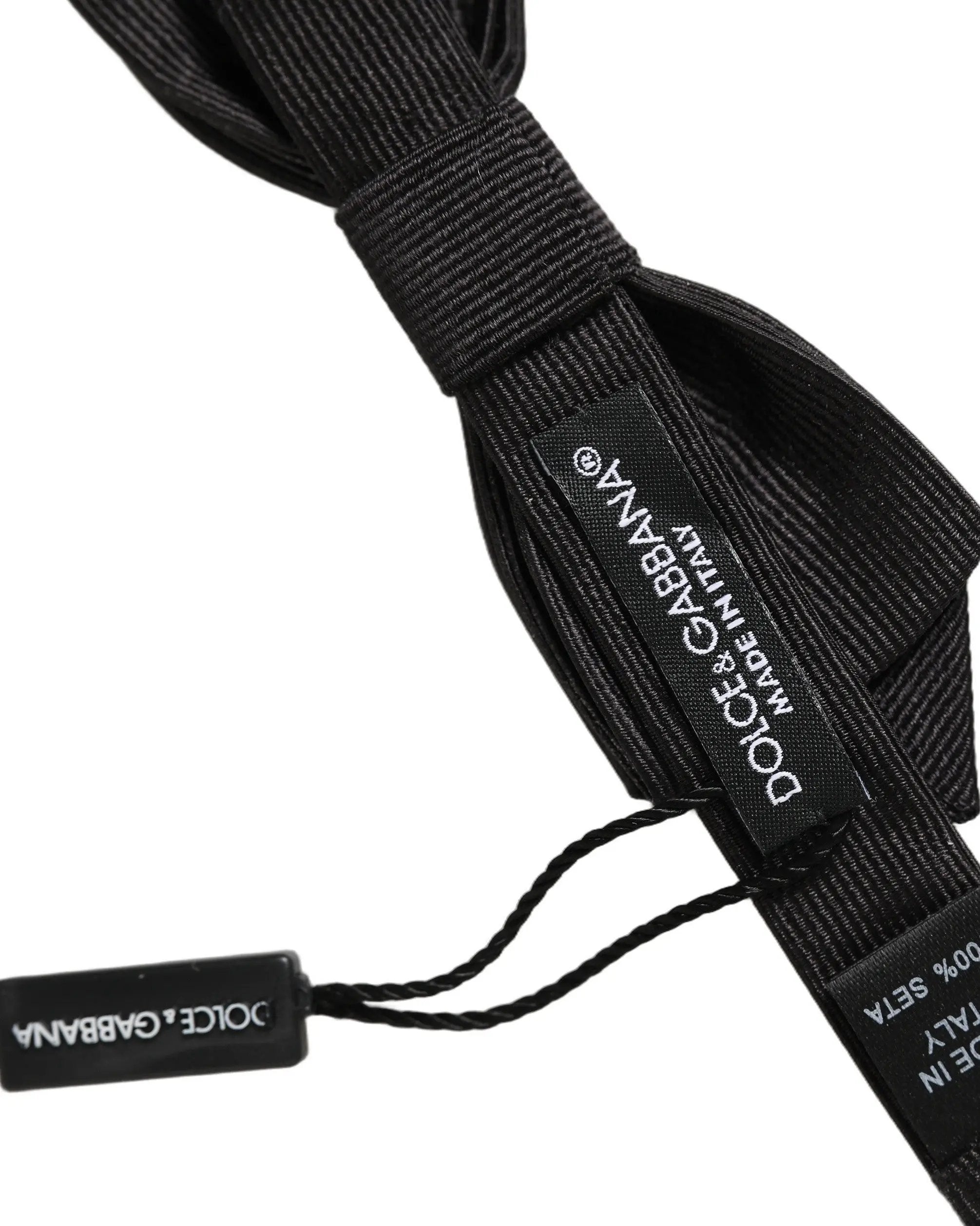 Dolce & Gabbana Men Black 100% Silk Adjustable Neck Papillon Bow Tie