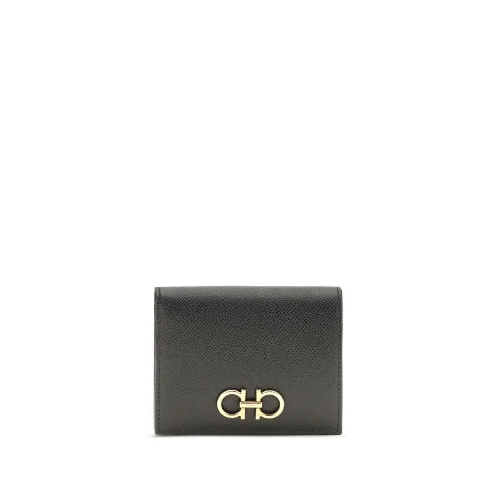 Ferragamo Black Calf Leather Bos Taurus Wallet