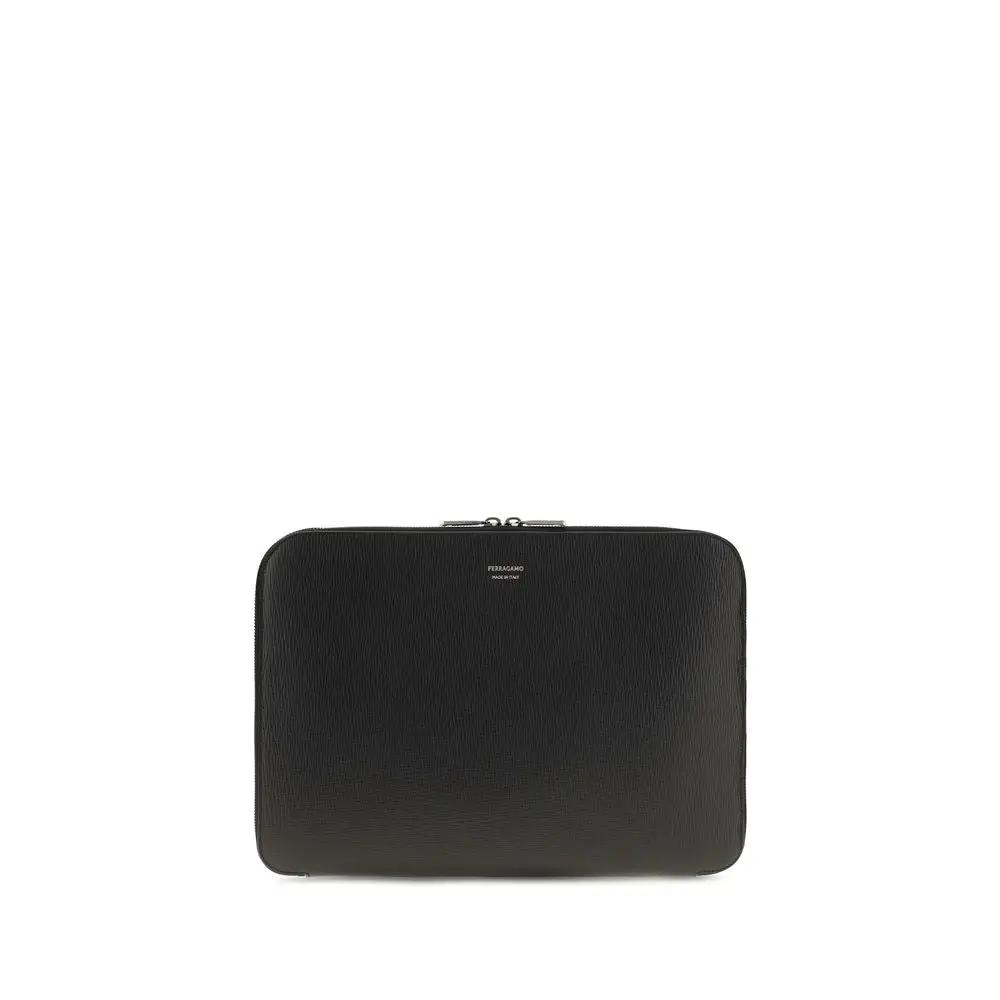 Sac bandoulière Ferragamo Bos Taurus en cuir de veau noir