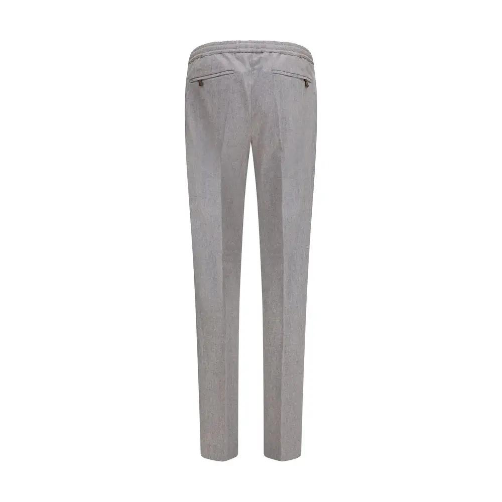 PT Torino Gray Wool Oves Aries Casual Pants