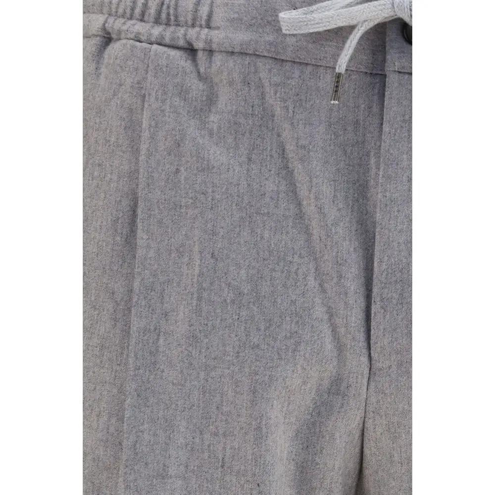 PT Torino Gray Wool Oves Aries Casual Pants