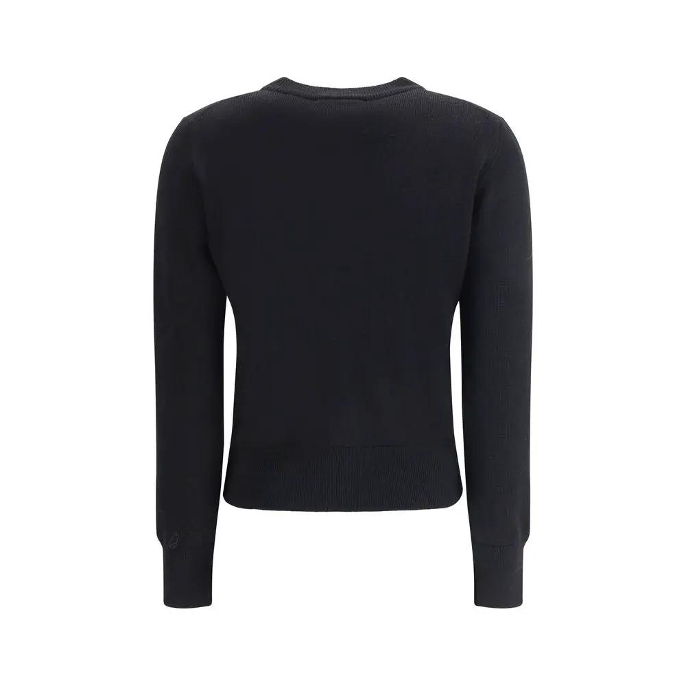 Ami Paris Black Merino Wool Cardigan