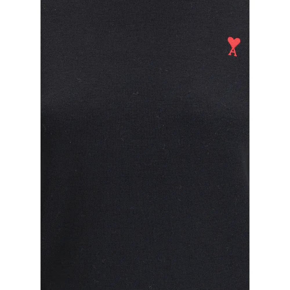 Ami Paris Black Merino Wool Turtleneck