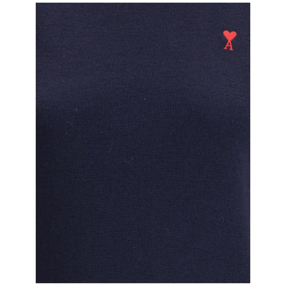 Ami Paris Blue Merino Wool Turtleneck