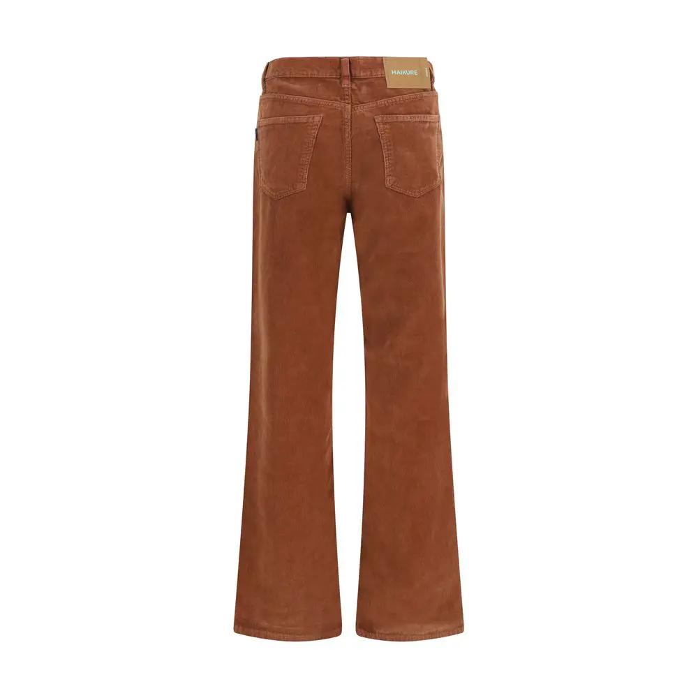Haikure Brown Cotton Casual Pants