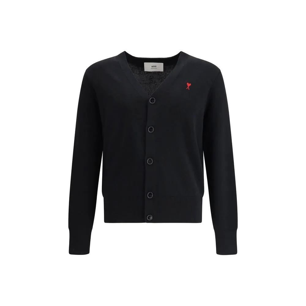 Ami Paris Black Wool Oves Aries Cardigan
