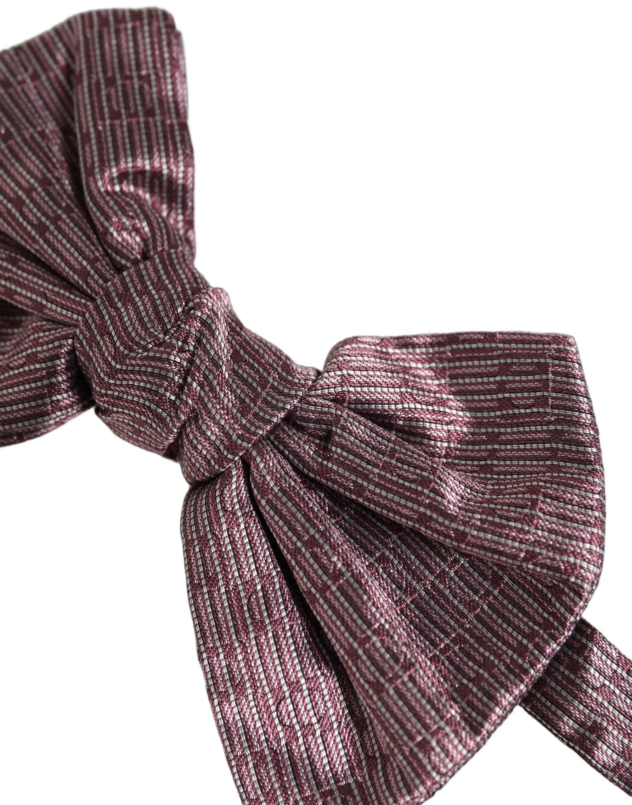 Dolce & Gabbana Men Maroon 100% Silk Adjustable Neck Papillon Bow Tie