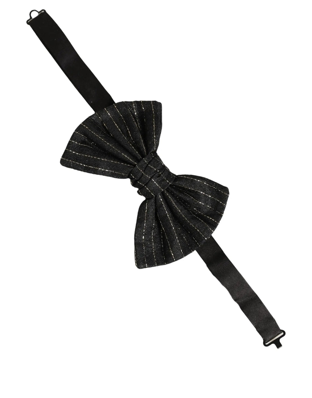 Dolce & Gabbana Men Black Pinstripe Silk Adjustable Neck Papillon Bow Tie