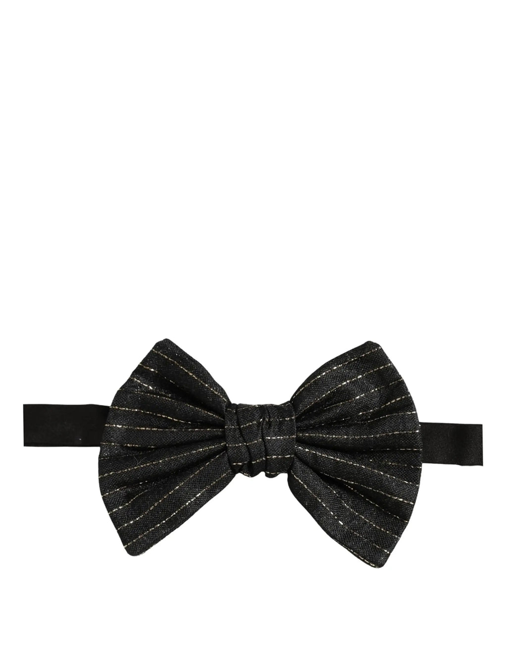 Dolce & Gabbana Men Black Pinstripe Silk Adjustable Neck Papillon Bow Tie