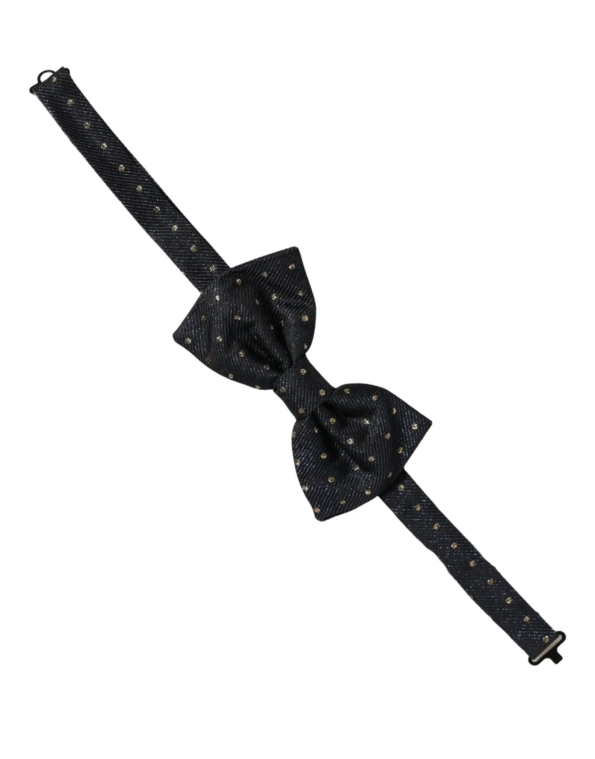 Dolce & Gabbana Men Black Polka Dot Silk Adjustable Neck Papillon Bow Tie