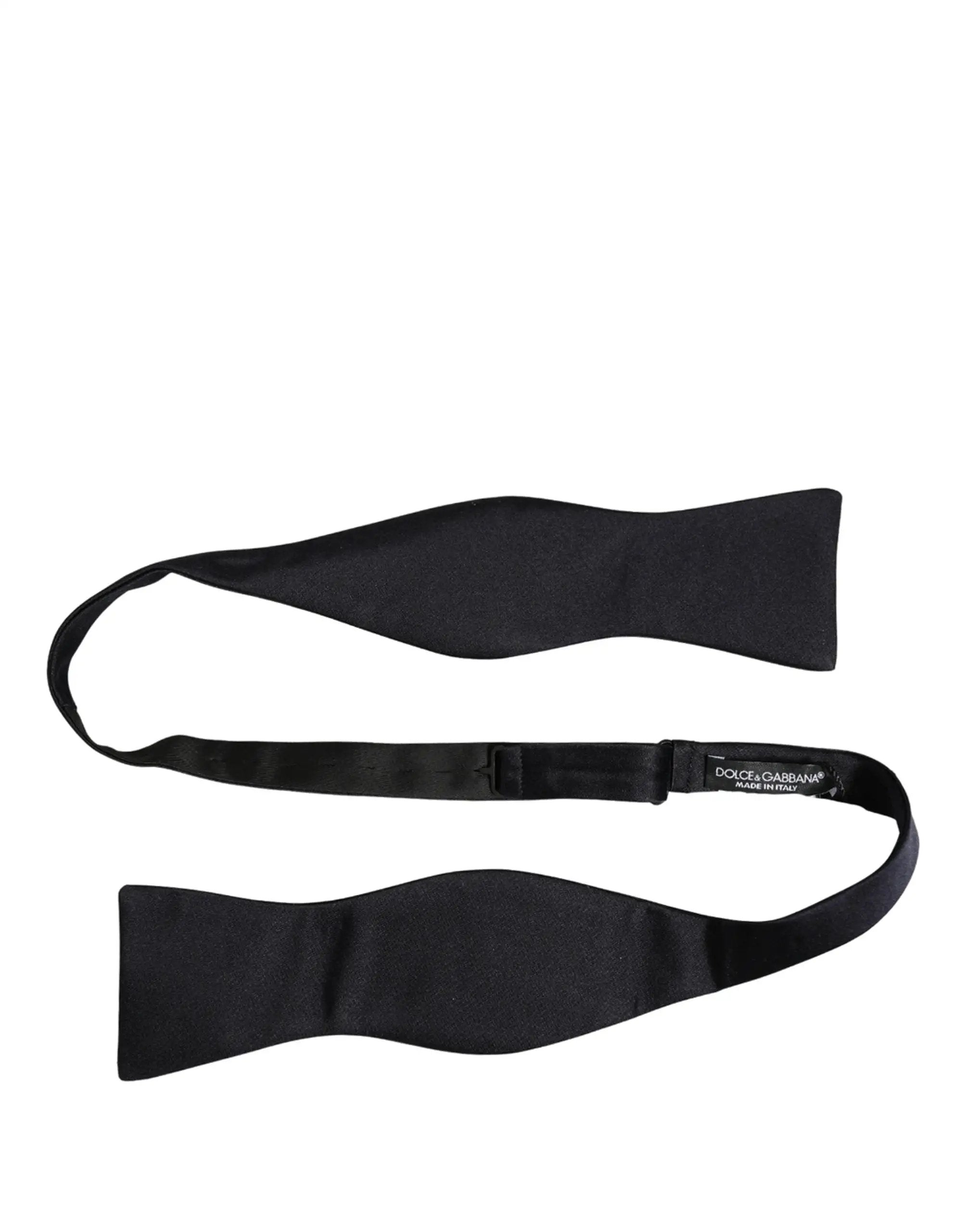 Dolce & Gabbana Men Black 100% Silk Adjustable Neck Papillon Bow Tie