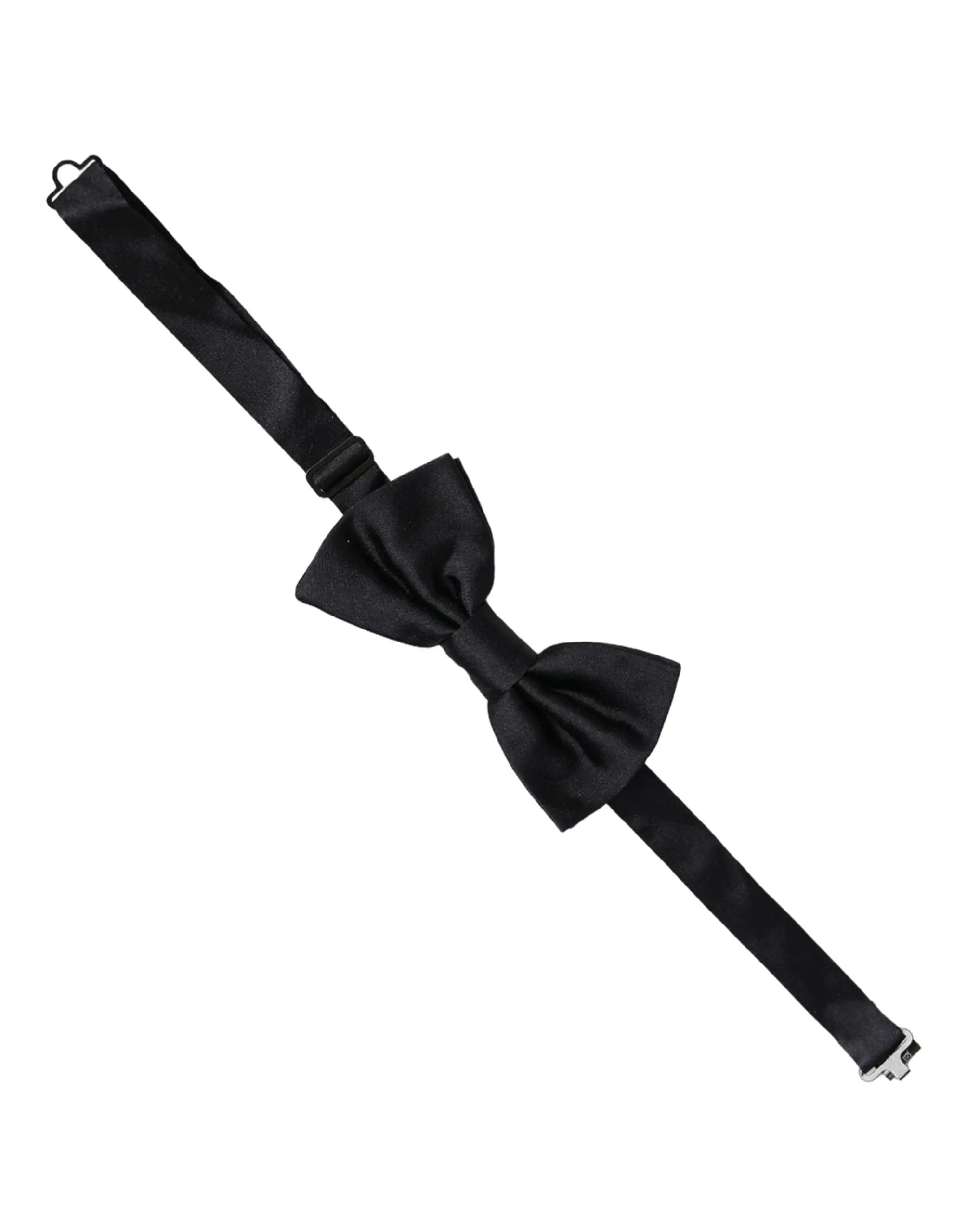 Dolce & Gabbana Men Black 100% Silk Adjustable Neck Papillon Bow Tie