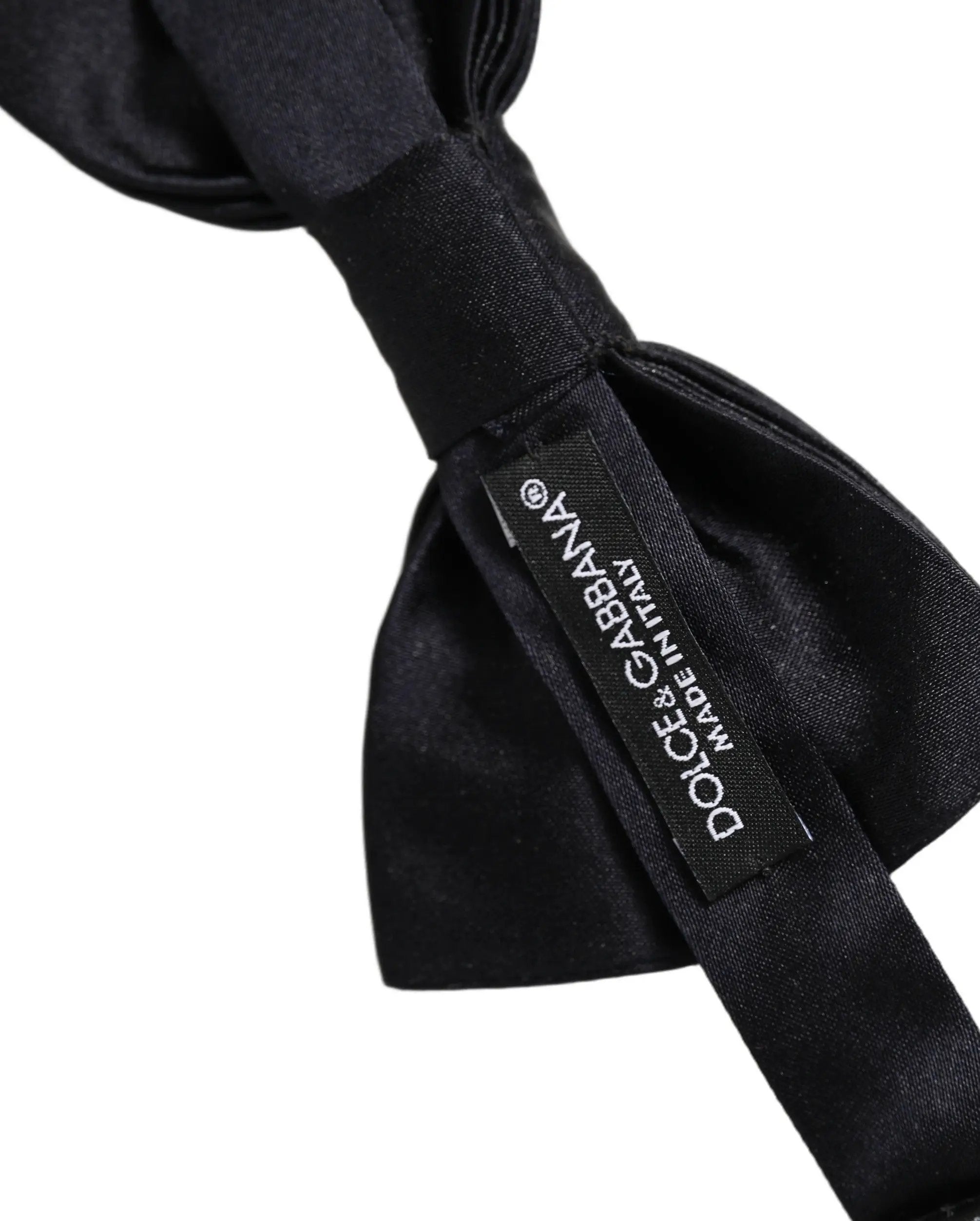 Dolce & Gabbana Men Black 100% Silk Adjustable Neck Papillon Bow Tie