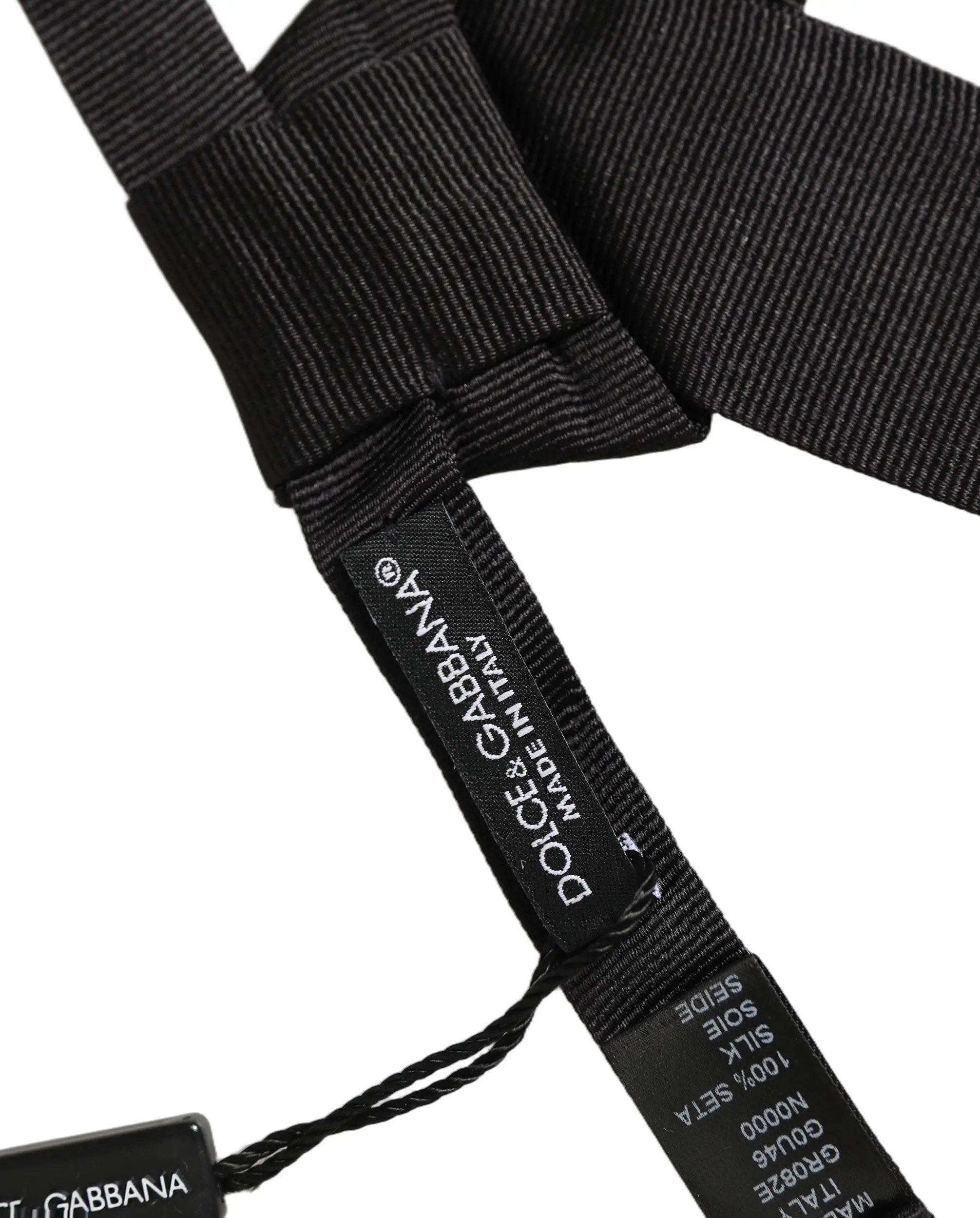 Dolce & Gabbana Men Black 100% SIlk Adjustable Neck Papillon Bow Tie