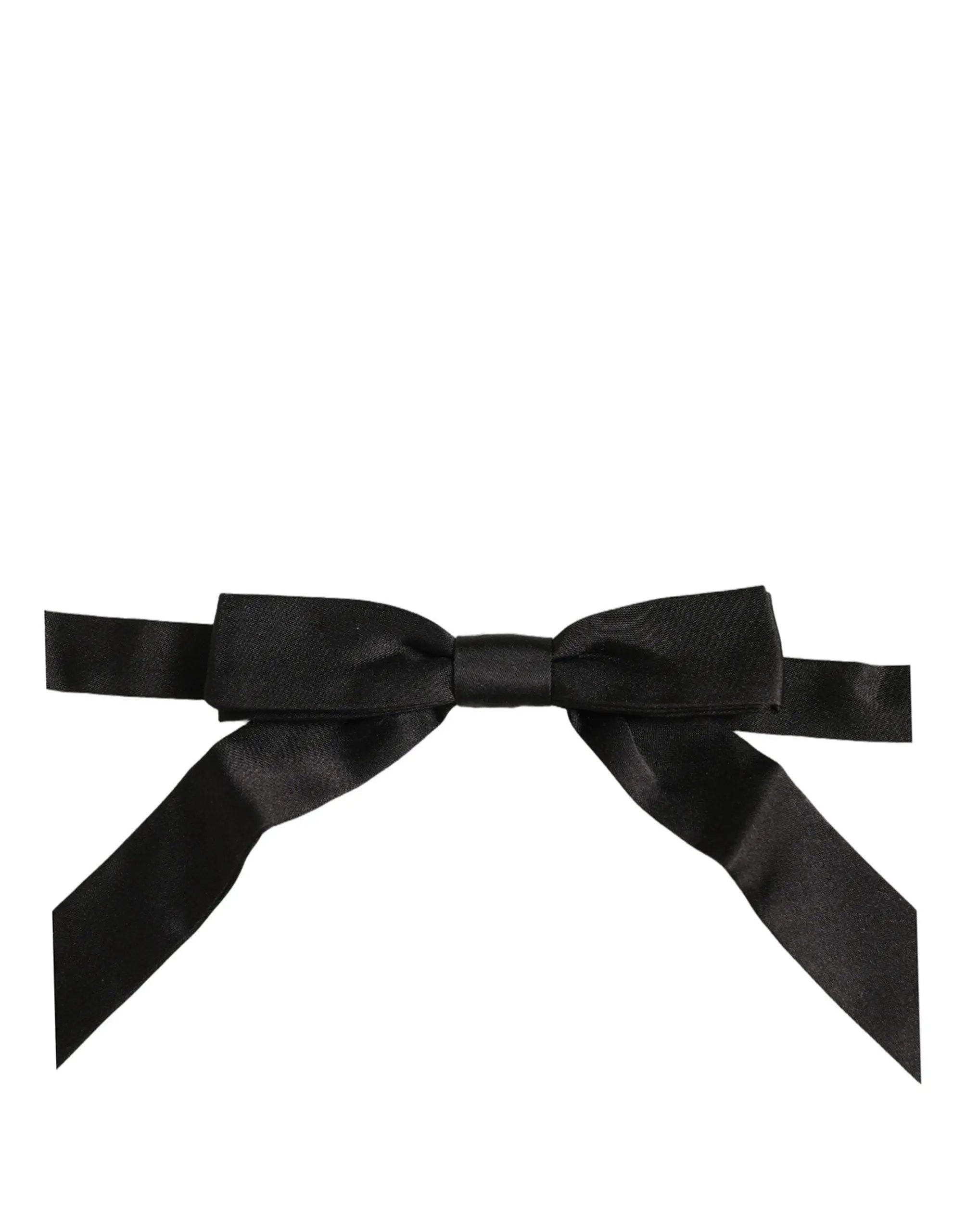 Dolce & Gabbana Men Black 100% SIlk Adjustable Neck Papillon Bow Tie