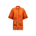 Chemise à motifs en coton orange Alemais