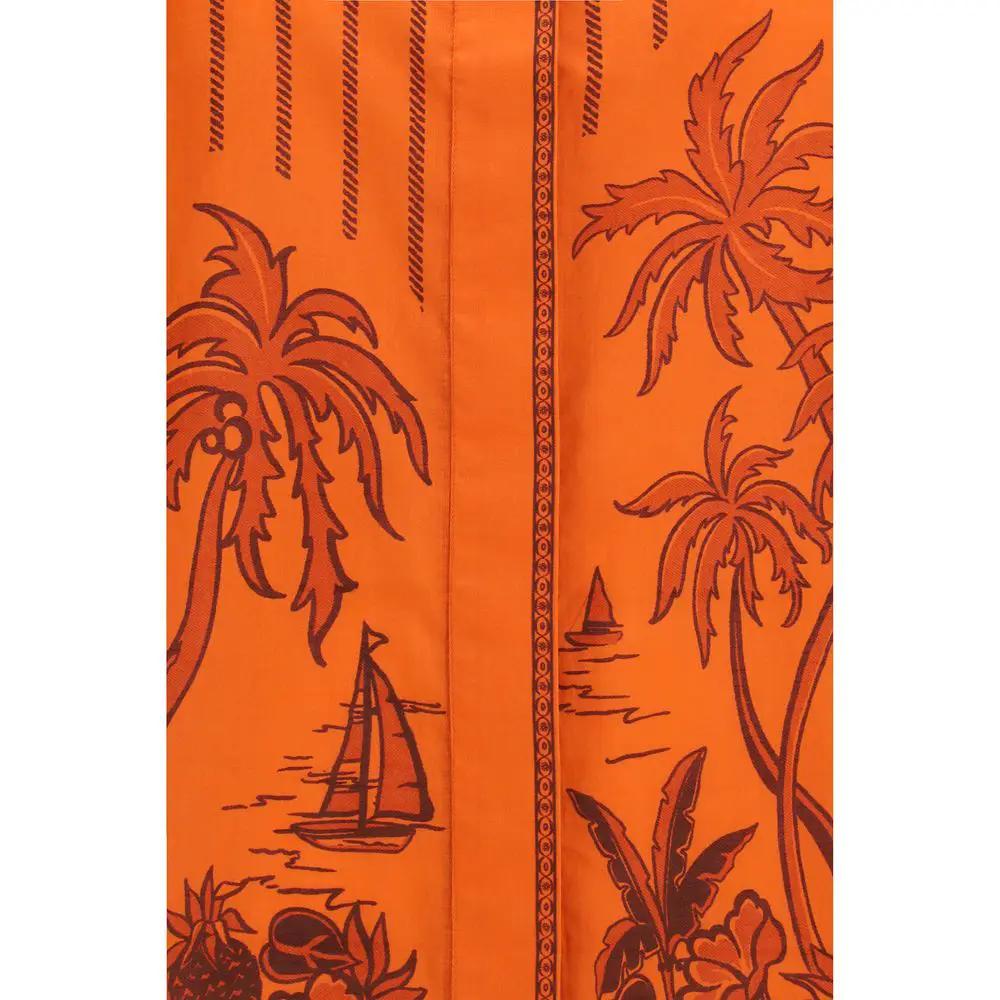 Chemise à motifs en coton orange Alemais