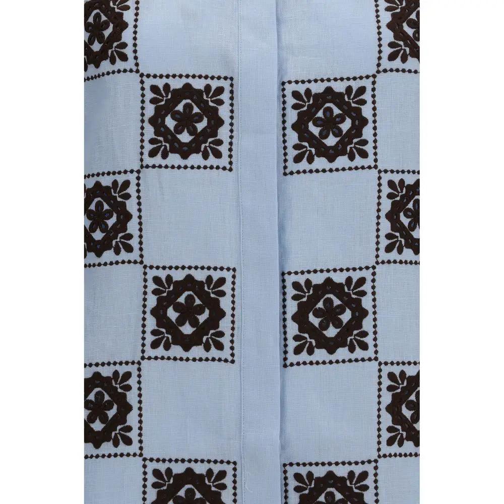 Alemais Blue Linen Pattern Shirt
