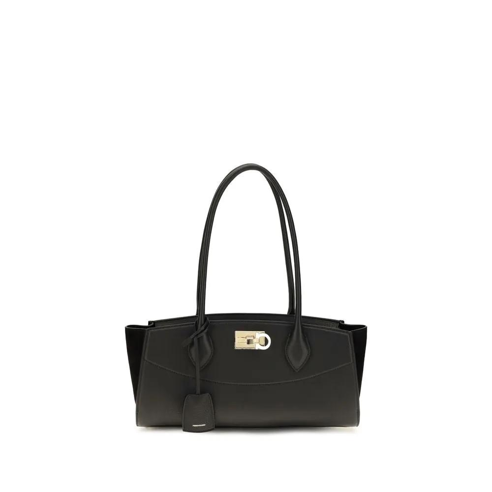 Sac bandoulière Ferragamo Bos Taurus en cuir de veau noir