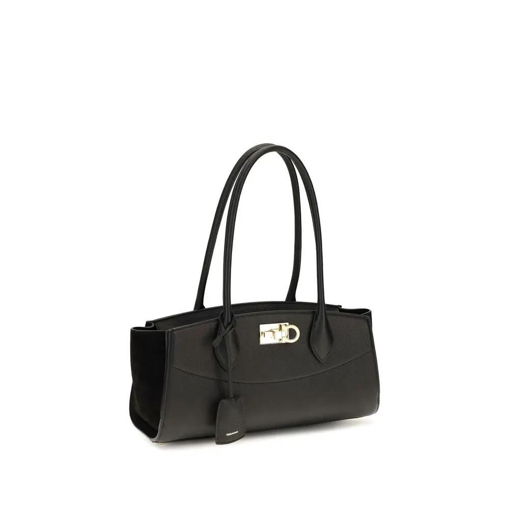 Sac bandoulière Ferragamo Bos Taurus en cuir de veau noir