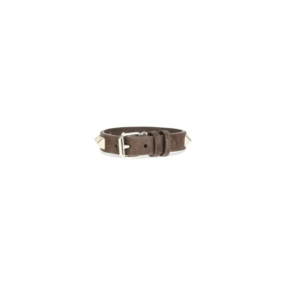 Bracelet Valentino Garavani Bos Taurus en cuir de veau marron