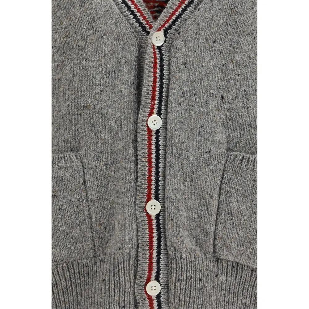 Cardigan Thom Browne en laine grise Oves Aries