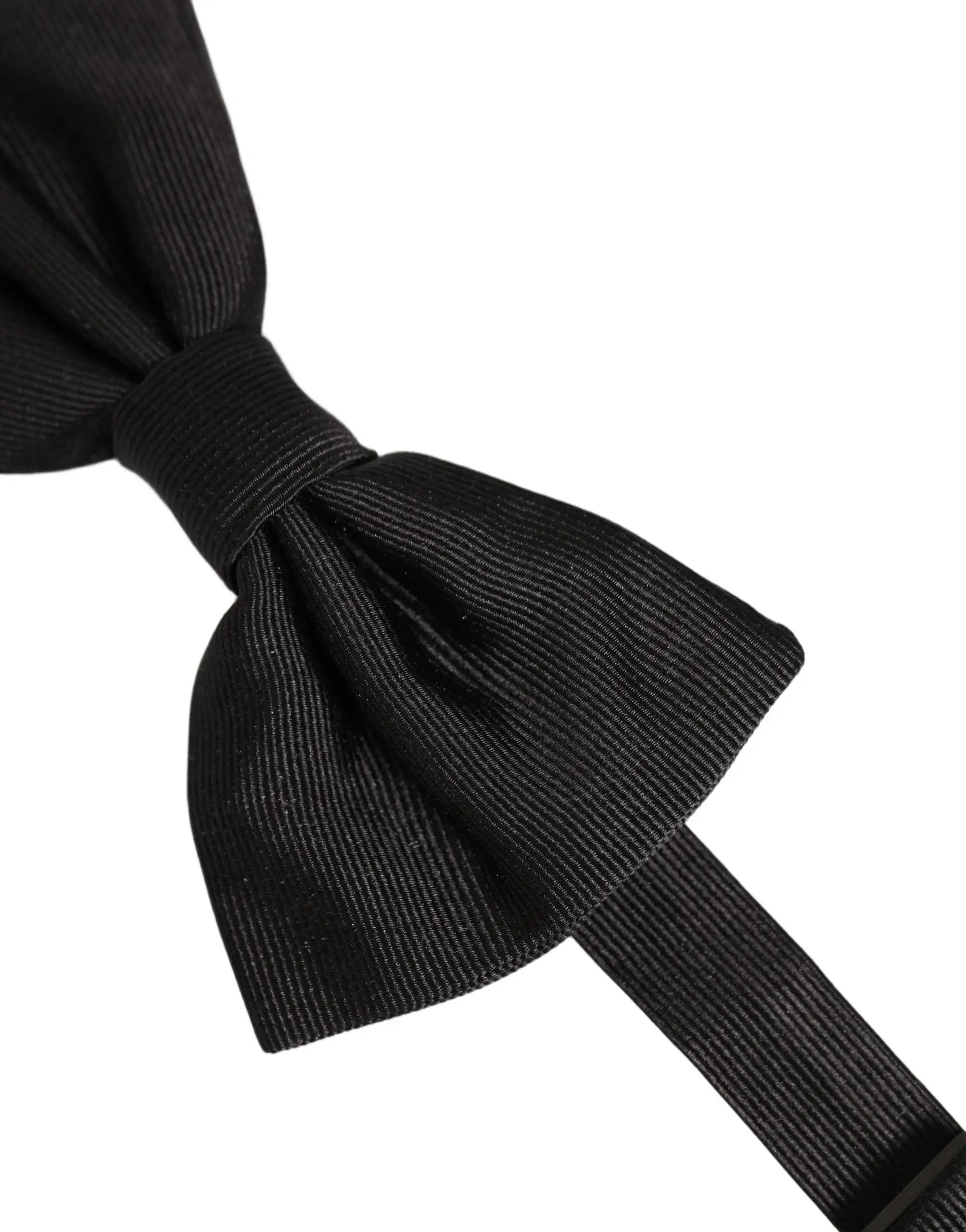 Dolce & Gabbana Men Black 100% Silk Adjustable Neck Papillon Bow Tie