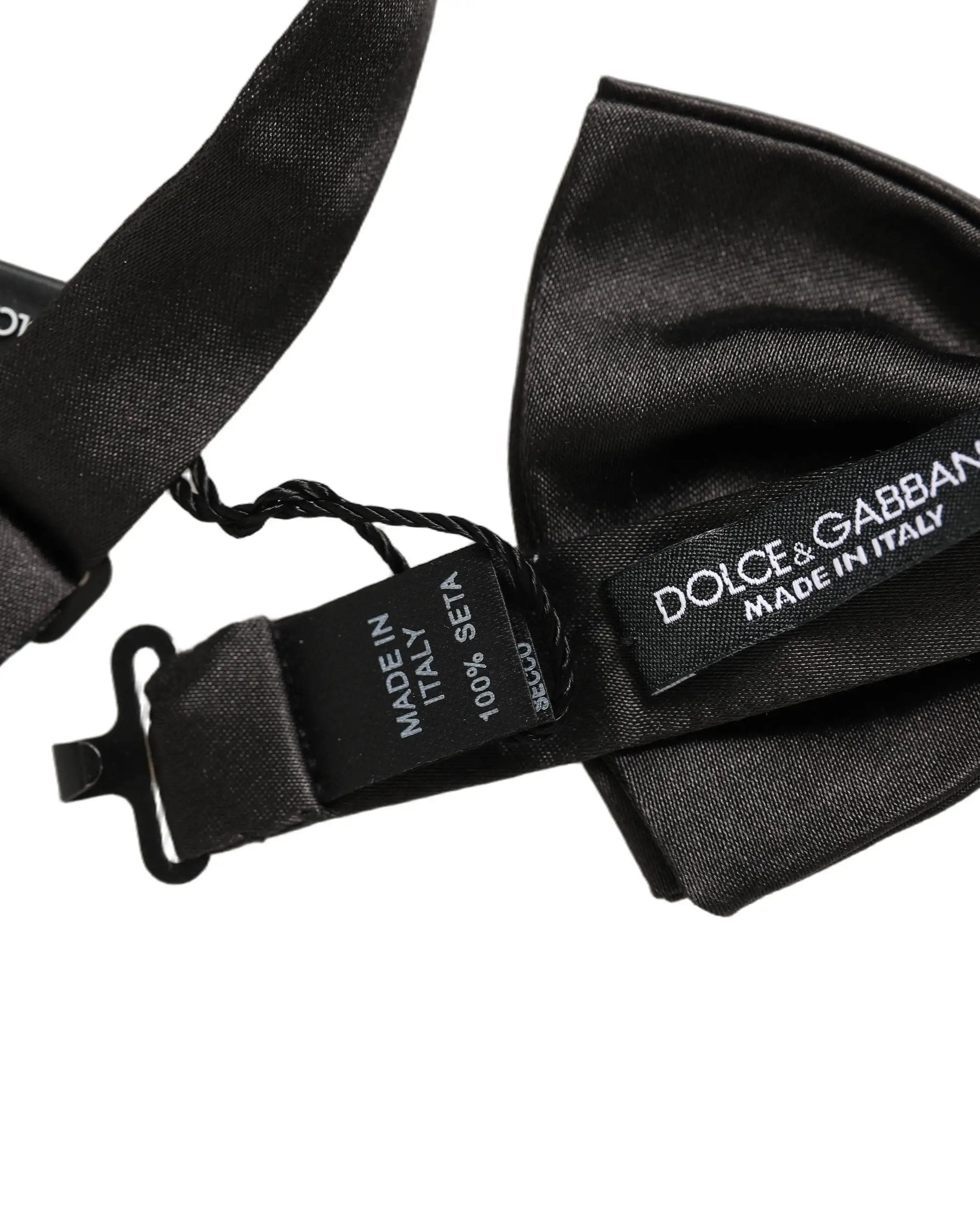 Nœud Papillon Dolce & Gabbana Noir 100% Soie Ajustable pour Homme