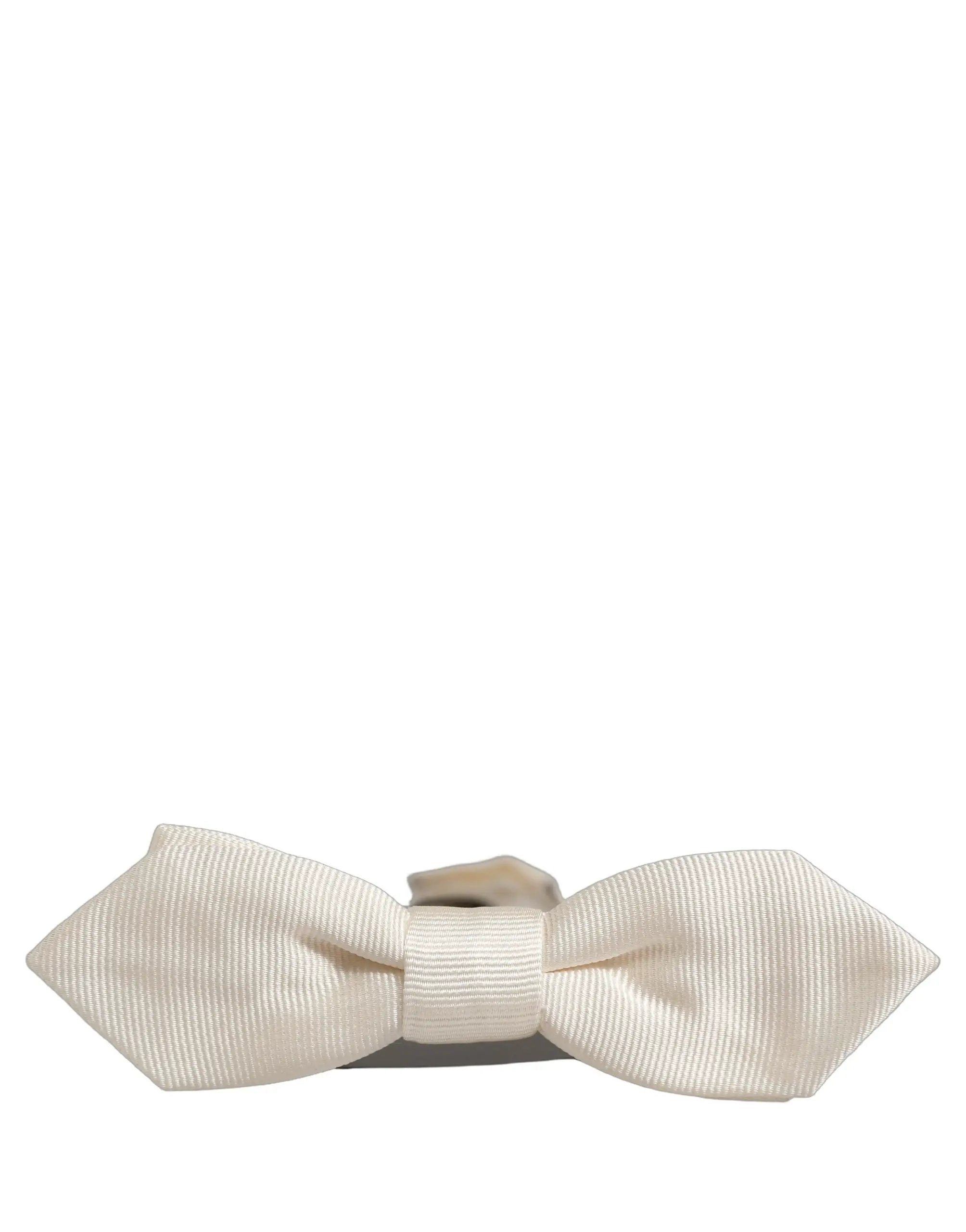 Dolce & Gabbana Men White 100% Silk Adjustable Neck Papillon Bow Tie