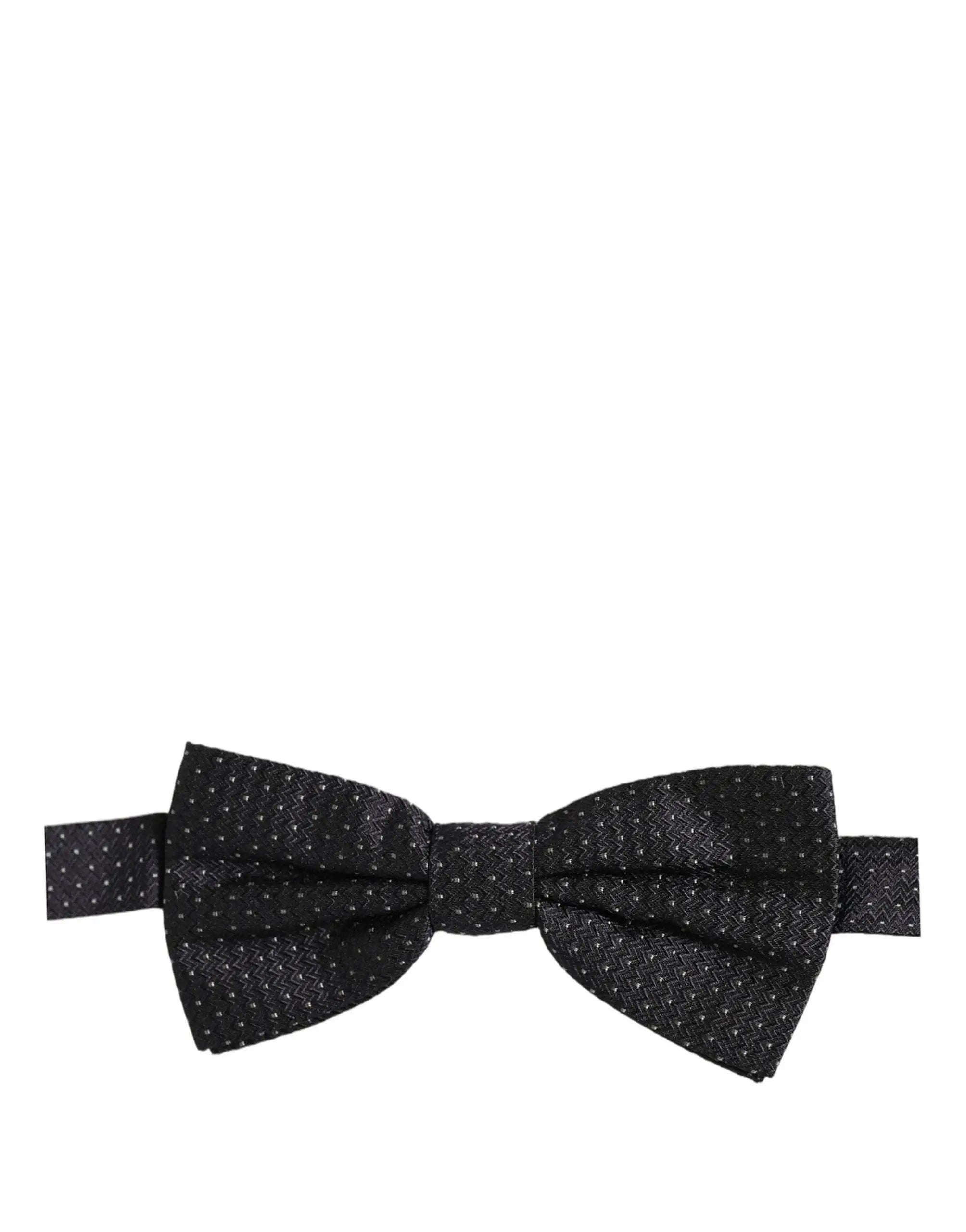 Dolce & Gabbana Black White Polka Dot Adjustable Neck Papillon Bow Tie