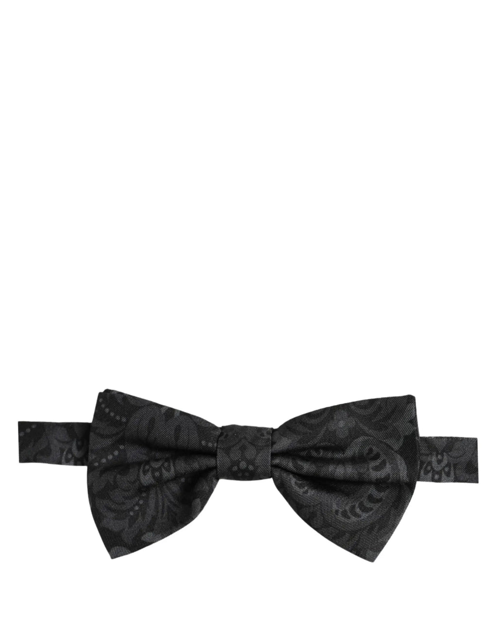Dolce & Gabbana Men Black Paisley SIlk Adjustable Neck Papillon Bow Tie