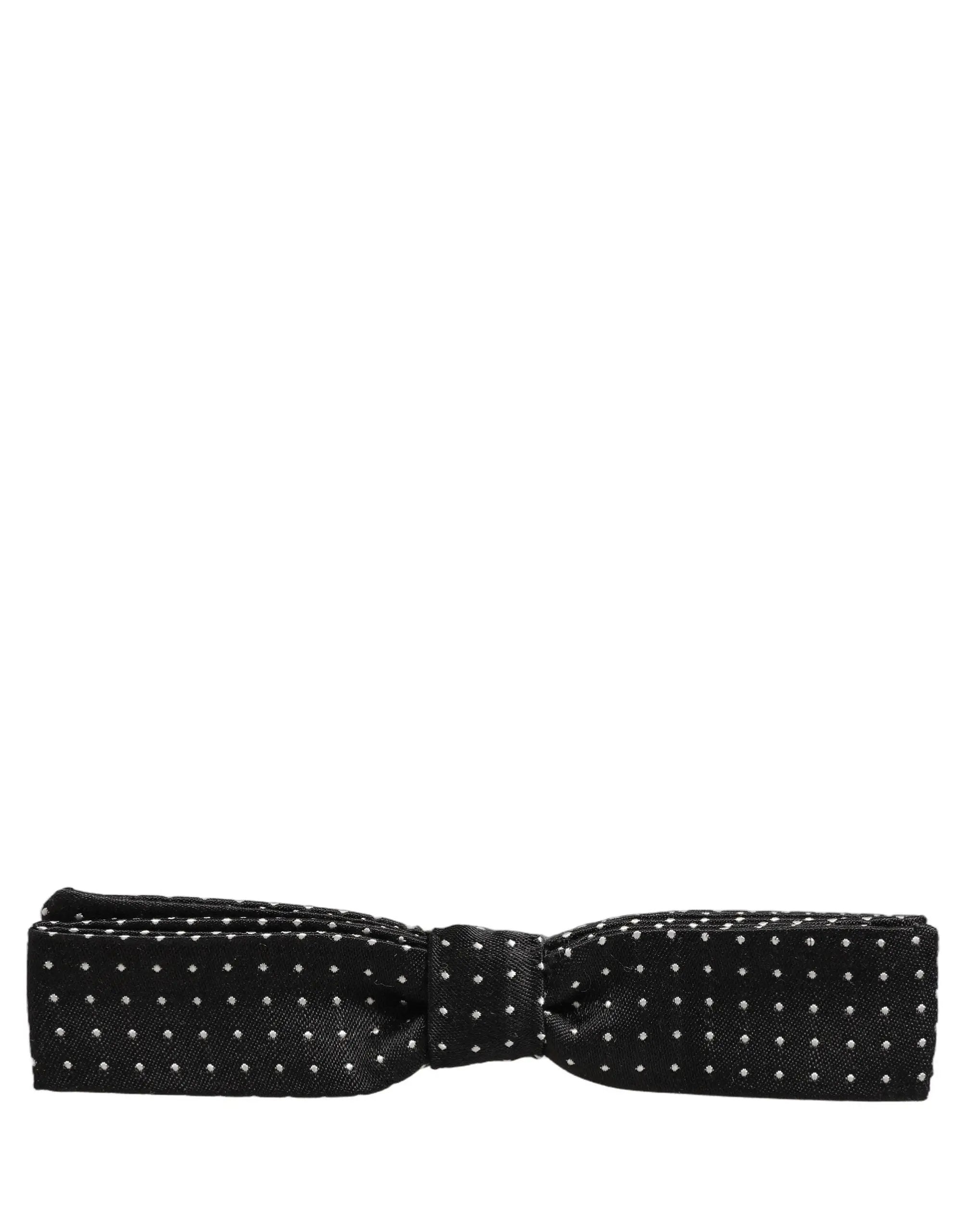 Nœud papillon Dolce &amp; Gabbana à pois noirs et blancs, ajustable.