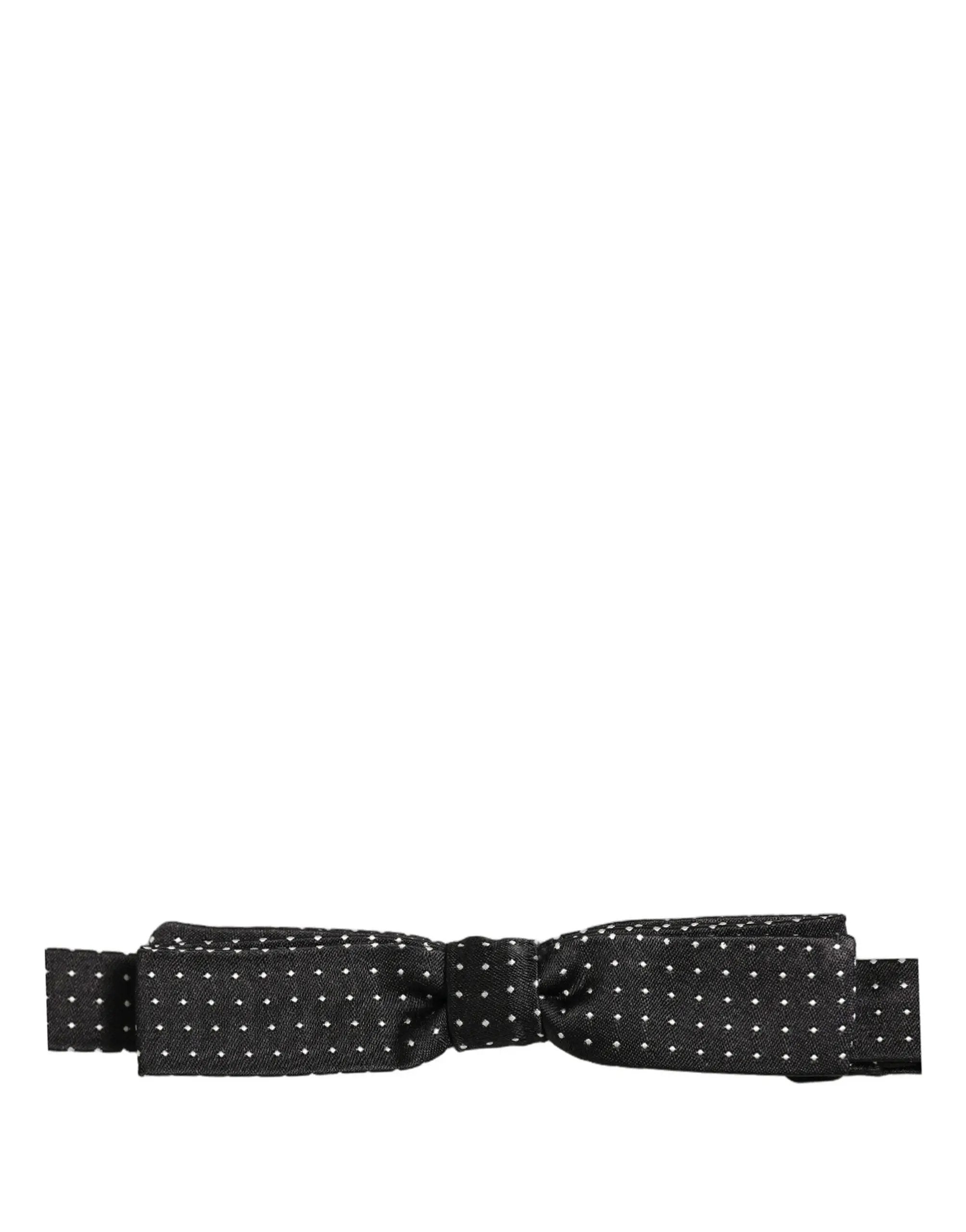 Nœud papillon Dolce &amp; Gabbana à pois noirs et blancs, ajustable.