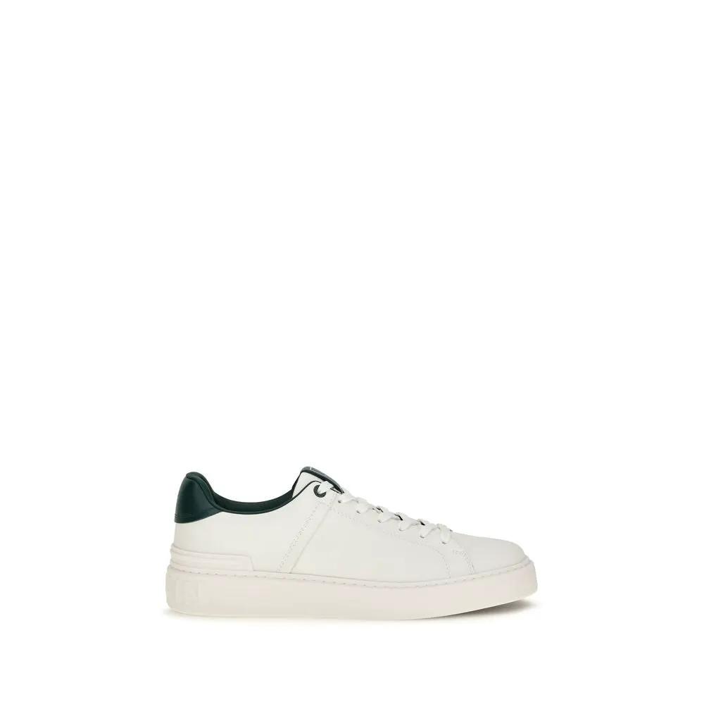 Balmain White Calf Leather Bos Taurus Sneakers
