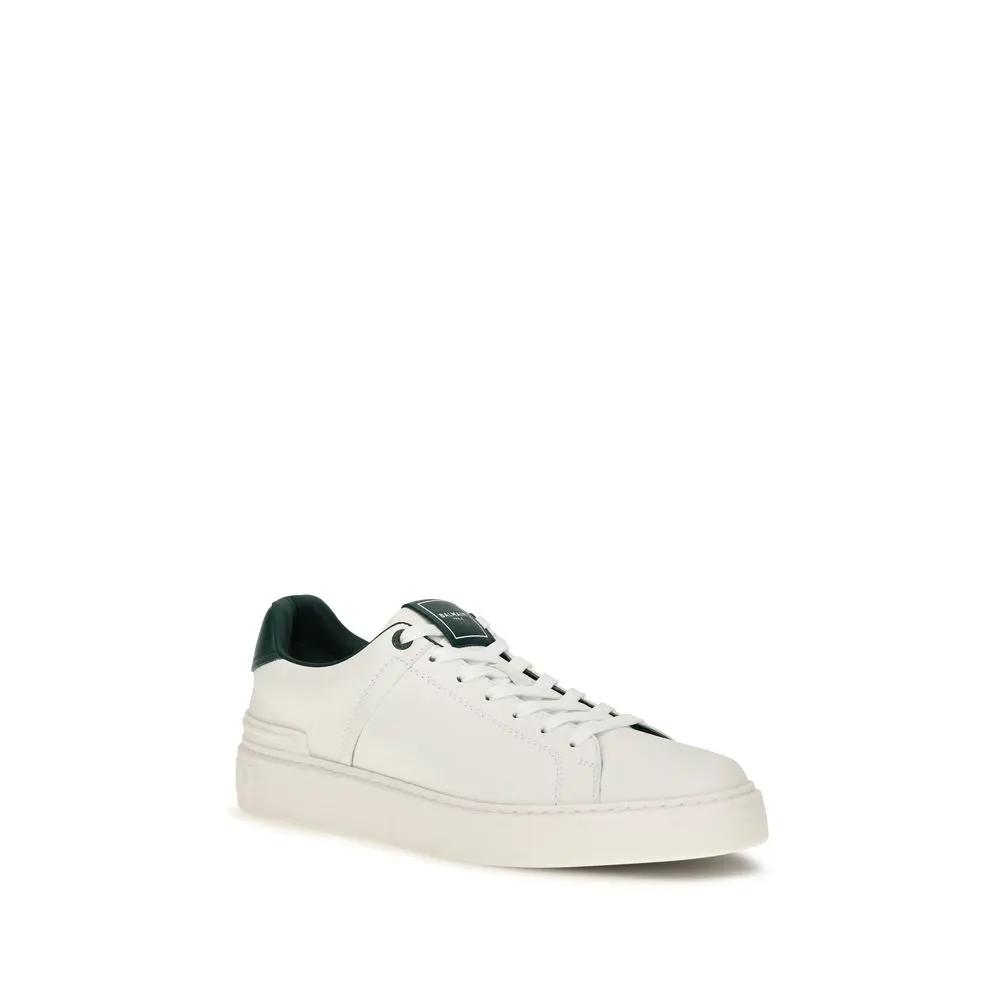 Balmain White Calf Leather Bos Taurus Sneakers
