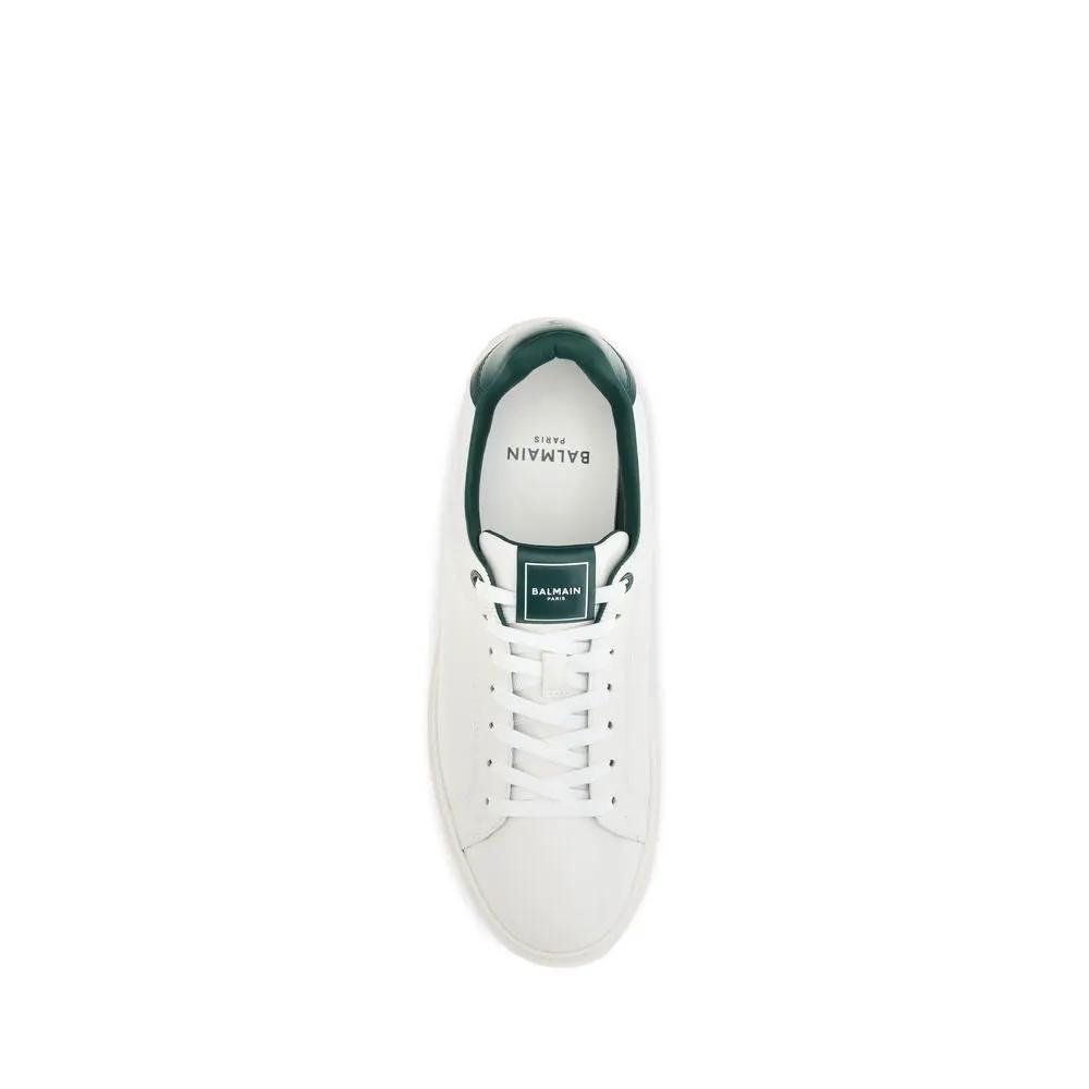 Balmain White Calf Leather Bos Taurus Sneakers