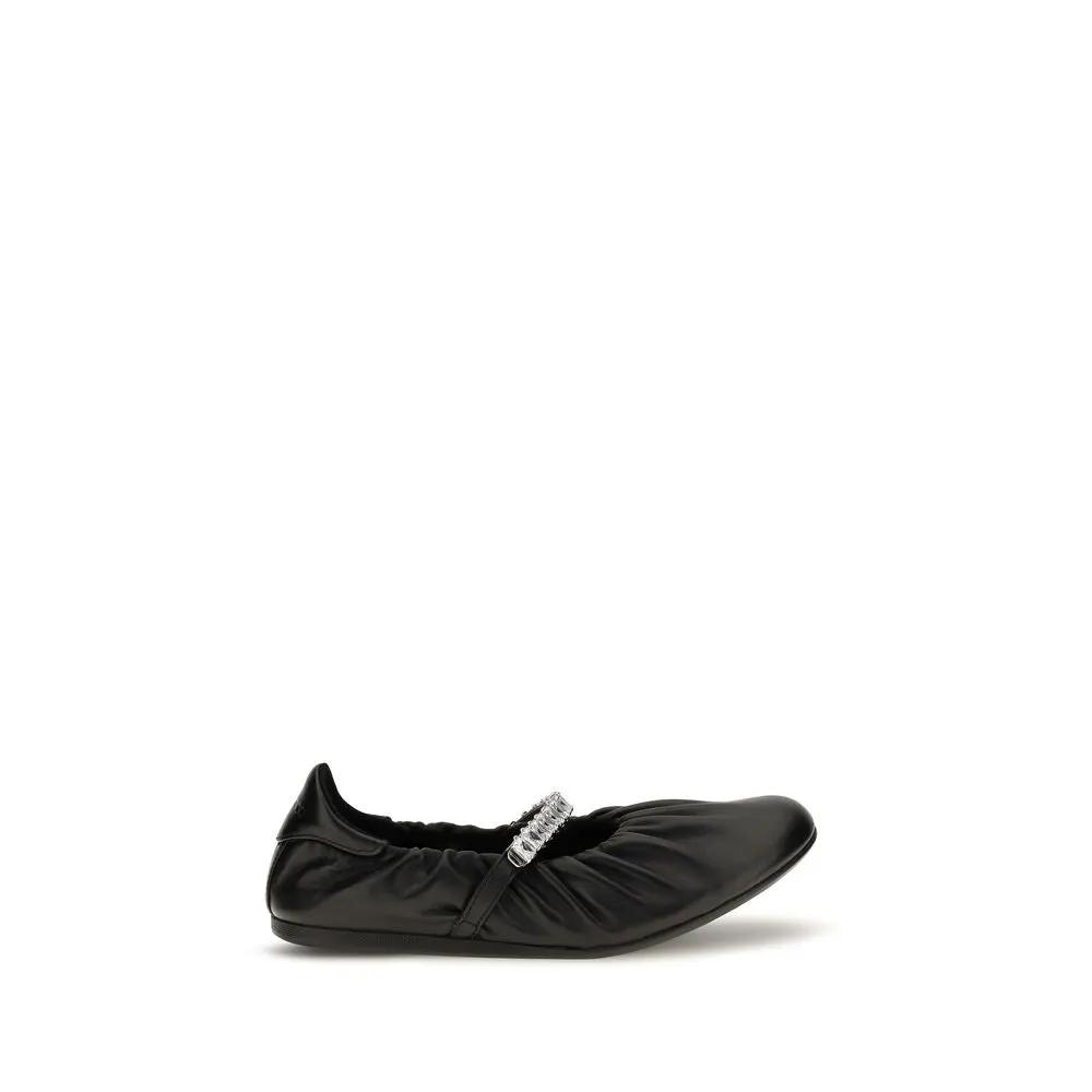 Jimmy Choo Black Calf Leather Bos Taurus Ballet Flats