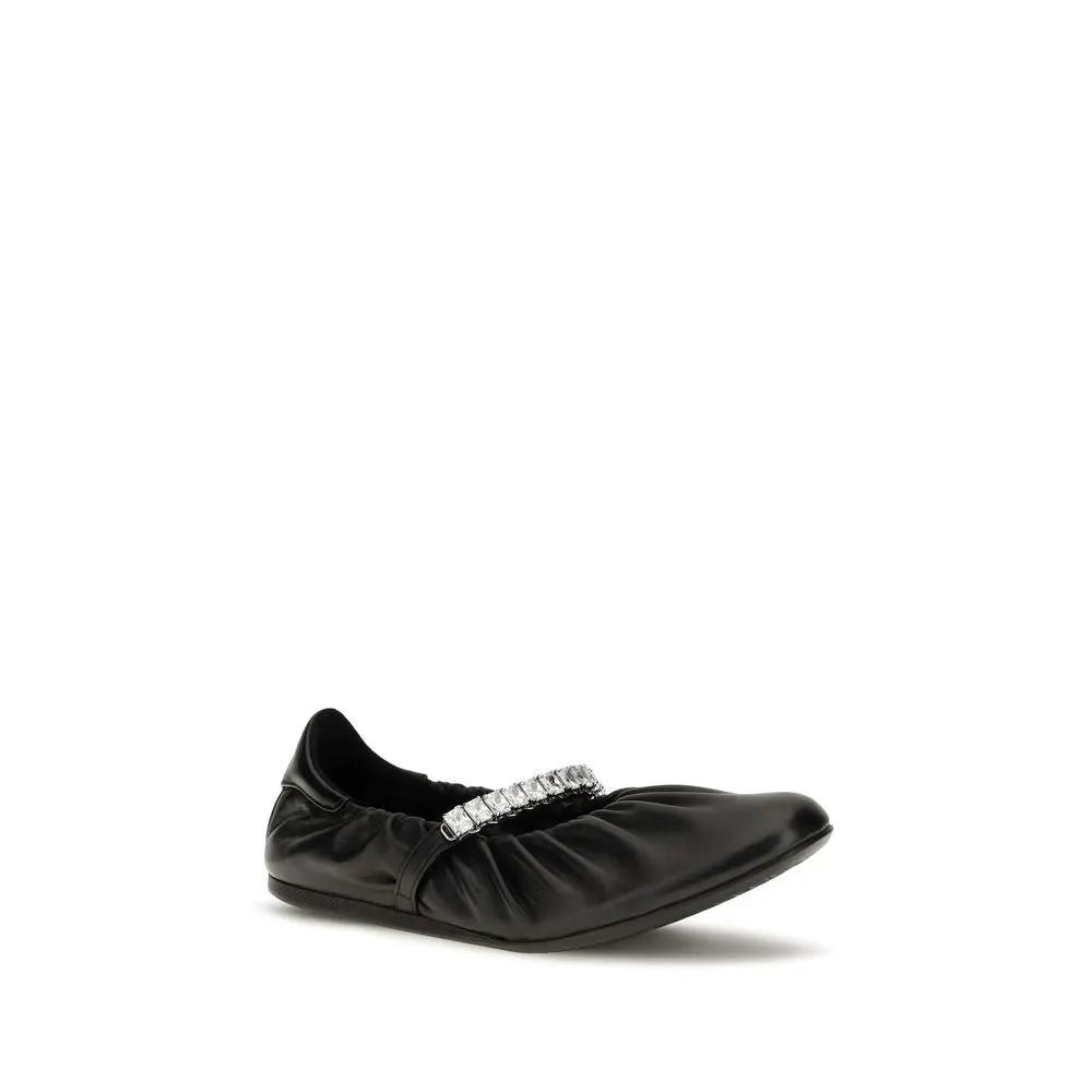 Jimmy Choo Black Calf Leather Bos Taurus Ballet Flats