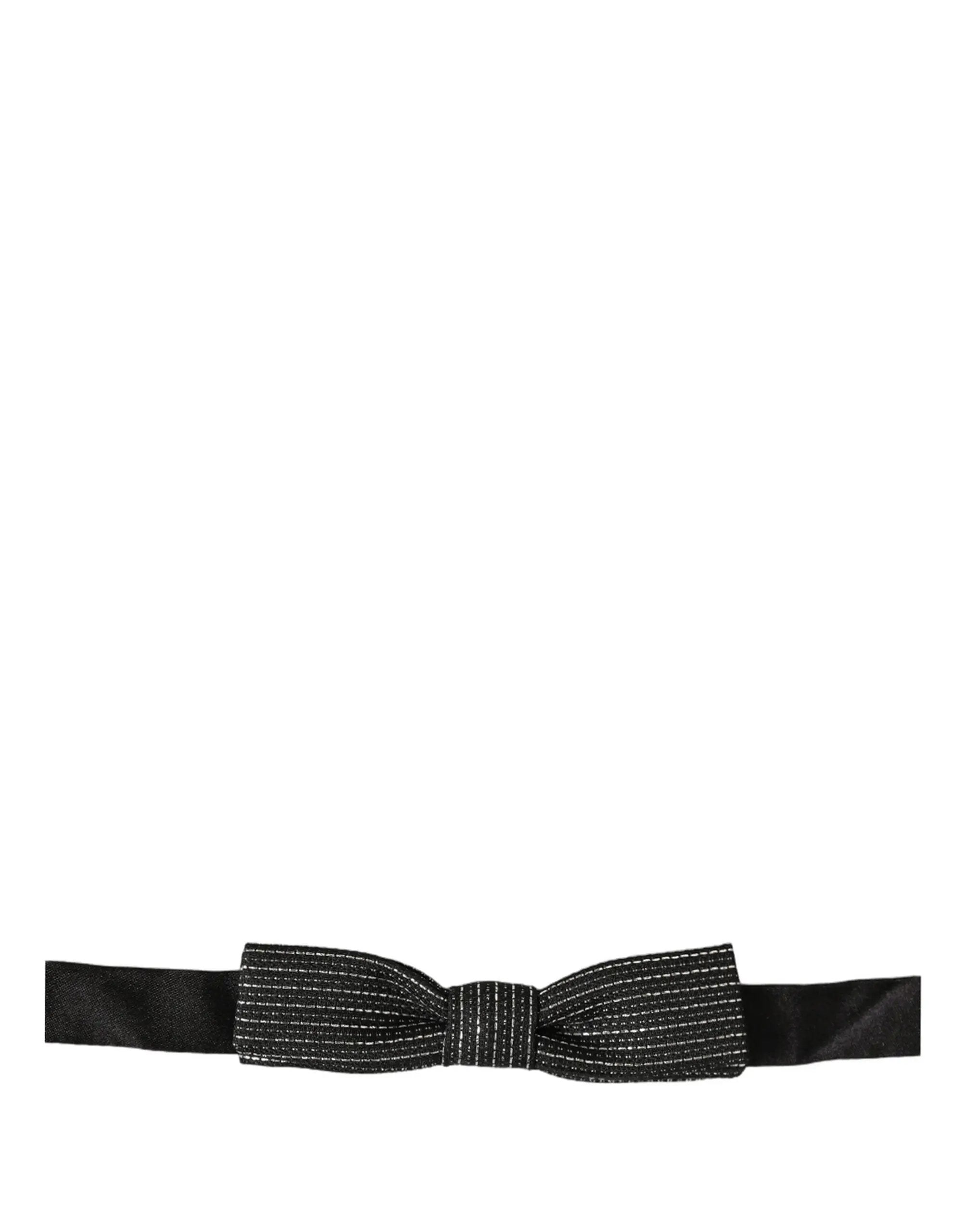 Nœud Papillon Réglable Dolce & Gabbana pour Homme Noir Argenté Côtes