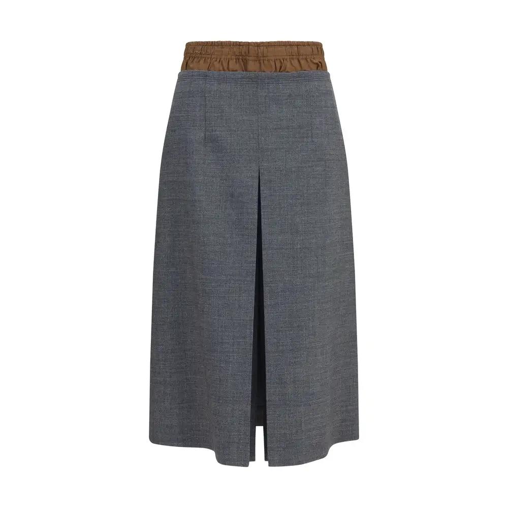 Prada Gray Wool Oves Aries Midi Skirt