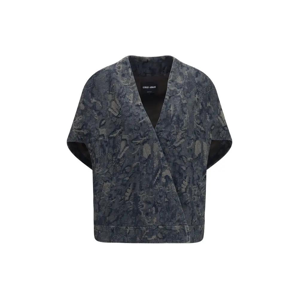Giorgio Armani Blue Cotton Denim Jacket