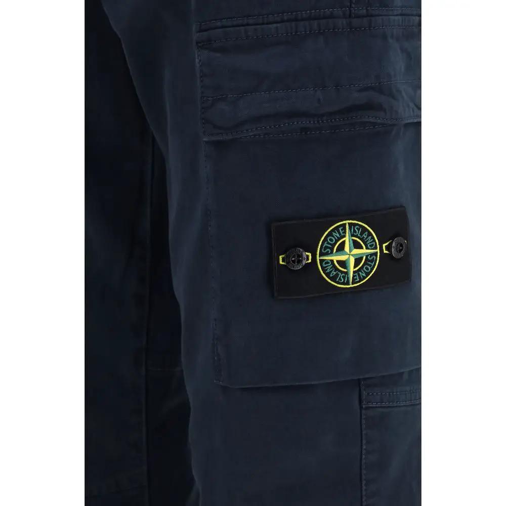 Stone Island Blue Cotton Cargo Pants